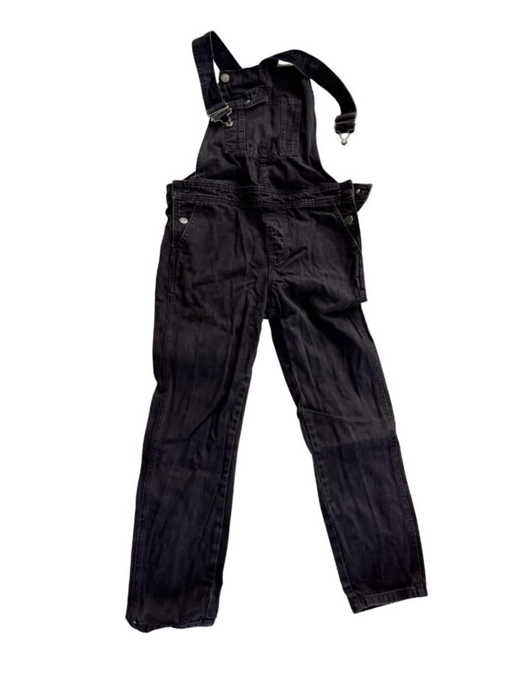 Topshop MOTO Black Denim Overalls Dungarees Straight Leg Wash Size 26